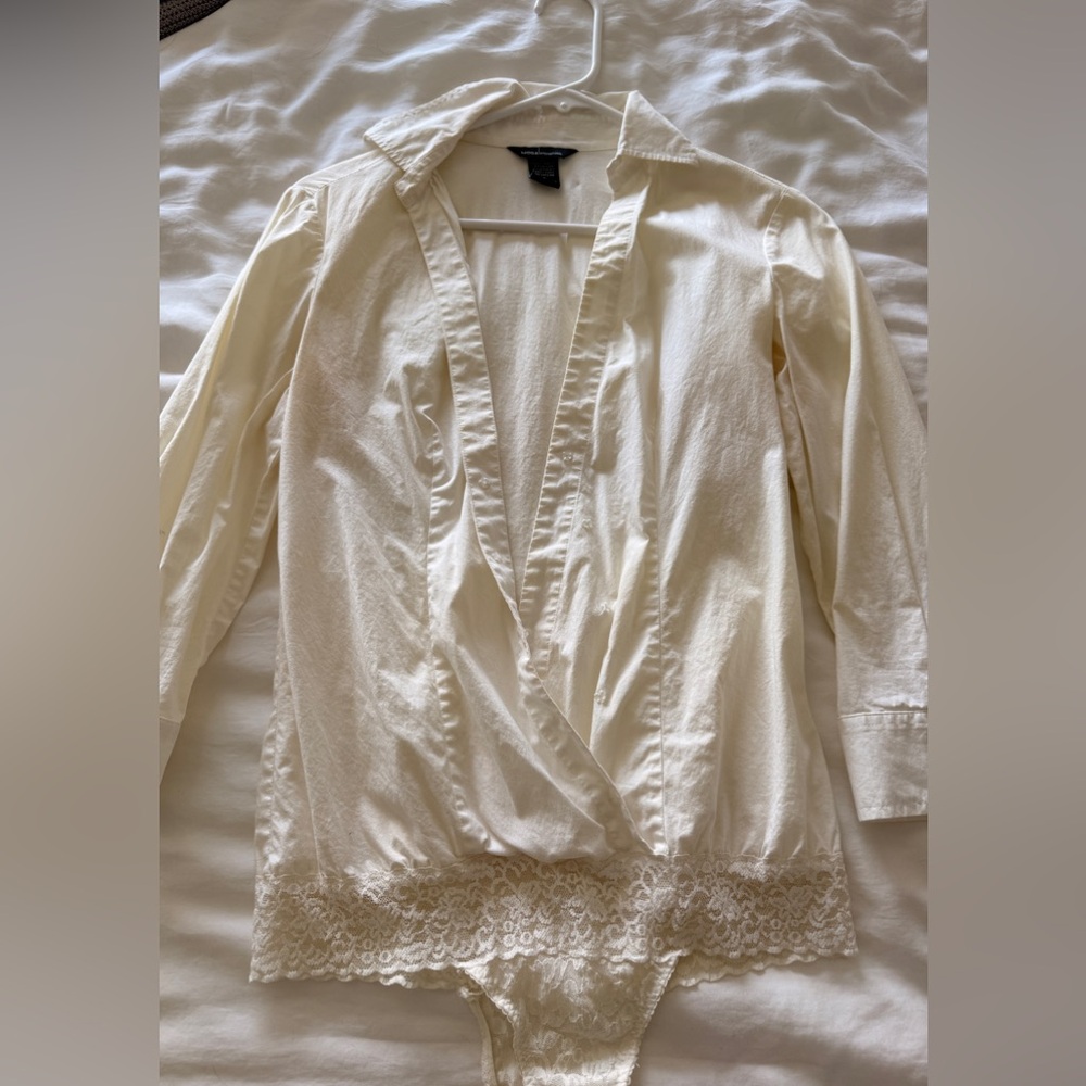 Moda International  Blouse with Lace Detail bodysuit detail